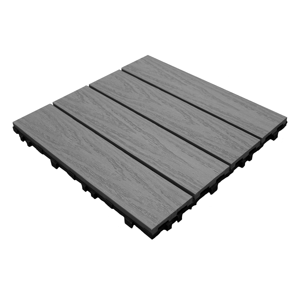 UltraShield Grey Deck Tiles 0.9 sqm - Pre-finished Wooden 